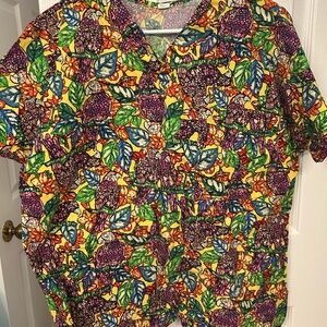 Key West Brand Floral Multicolor Women's Scrub Top